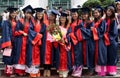 Student in gown, university graduate ceremony