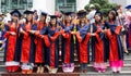 Student in gown, university graduate ceremony