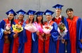 Student in gown, university graduate ceremony