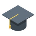 Student graduate hat icon, isometric style Royalty Free Stock Photo