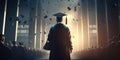 Student graduates of the university, Graduation day Concept, Congratulation the graduates in school. Generative ai Royalty Free Stock Photo