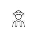 Student with graduation cap line icon Royalty Free Stock Photo