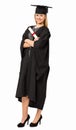 Student In Graduation Gown Holding Certificate