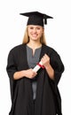 Student In Graduation Gown Holding Certificate
