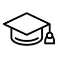 Student graduation hat icon, outline style Royalty Free Stock Photo