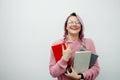 Student. Happy student got her textbooks. Royalty Free Stock Photo