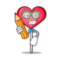 Student heart lollipop character cartoon