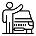 Student hitchhiking icon, outline style