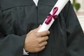 Student Holding Diploma On Graduation Day Royalty Free Stock Photo