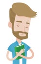 Student hugging his book vector illustration. Royalty Free Stock Photo