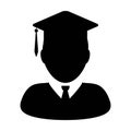 Student Icon Vector Male Person Profile Graduation Avatar with Mortar Board