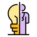 Student idea bulb icon color outline vector