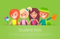 Student Kids Banner with Text Vector illustration