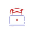 Student with laptop icon line in simple design on an isolated background. EPS 10 vector Royalty Free Stock Photo