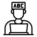 Student at the laptop icon, outline style