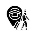 student leaving for study abroad glyph icon vector illustration Royalty Free Stock Photo