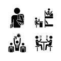 Student life black glyph icons set on white space
