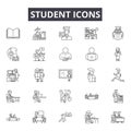 Student line icons for web and mobile design. Editable stroke signs. Student outline concept illustrations