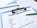 Student loan application form document on table Royalty Free Stock Photo