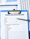 Student loan application form document on table Royalty Free Stock Photo