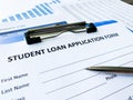 Student loan application form document on table Royalty Free Stock Photo