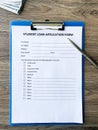Student loan application form document on table Royalty Free Stock Photo