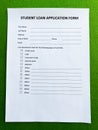 Student loan application form document on table Royalty Free Stock Photo