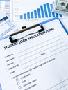 Student loan application form document on table Royalty Free Stock Photo