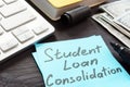 Student loan consolidation Money on a table. Royalty Free Stock Photo
