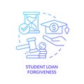Student loan forgiveness blue gradient concept icon
