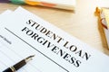 Student loan forgiveness form. Royalty Free Stock Photo