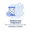 Student loan forgiveness light blue concept icon Royalty Free Stock Photo