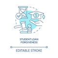 Student loan forgiveness turquoise concept icon Royalty Free Stock Photo