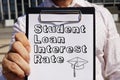 Student loan interest rate is shown on the conceptual photo