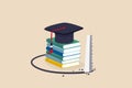 Student loan pitfall, knowledge cost and expense or big debt to pay off for education, high degree ego concept, graduation hat Royalty Free Stock Photo