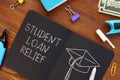 Student loan relief is shown using the text as financial concept Royalty Free Stock Photo