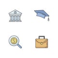 Student loan RGB color icons set Royalty Free Stock Photo
