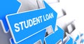 Student Loan - Text on Blue Arrow. 3D. Royalty Free Stock Photo