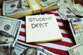 Student Loan Tuition Debt In The United States Concept With Borrowed Money On The American Flag Accumulating Crazy Interest Debt Royalty Free Stock Photo