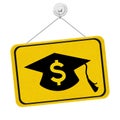 Student loan warning message with grad hat and dollar sign symbol sign Royalty Free Stock Photo