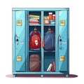 Student locker, Back to school cartoon style high quality ai image generated