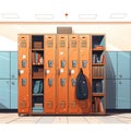 Student locker, Back to school cartoon style high quality ai image generated