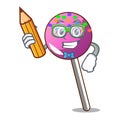 Student lollipop with sprinkles character cartoon