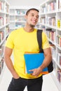 Student looking up look library books portrait format smiling happy young man people Royalty Free Stock Photo