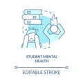 Student mental health turquoise concept icon