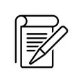 Black line icon for Student Notes, editorial and notes Royalty Free Stock Photo