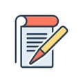 Color illustration icon for Student Notes, knowledge and pen