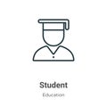 Student outline vector icon. Thin line black student icon, flat vector simple element illustration from editable education concept