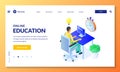 Student pass online computer quiz, exam, test. Vector isometric illustration. Online learning and education concept