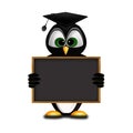 Student penguin holding a sign Royalty Free Stock Photo